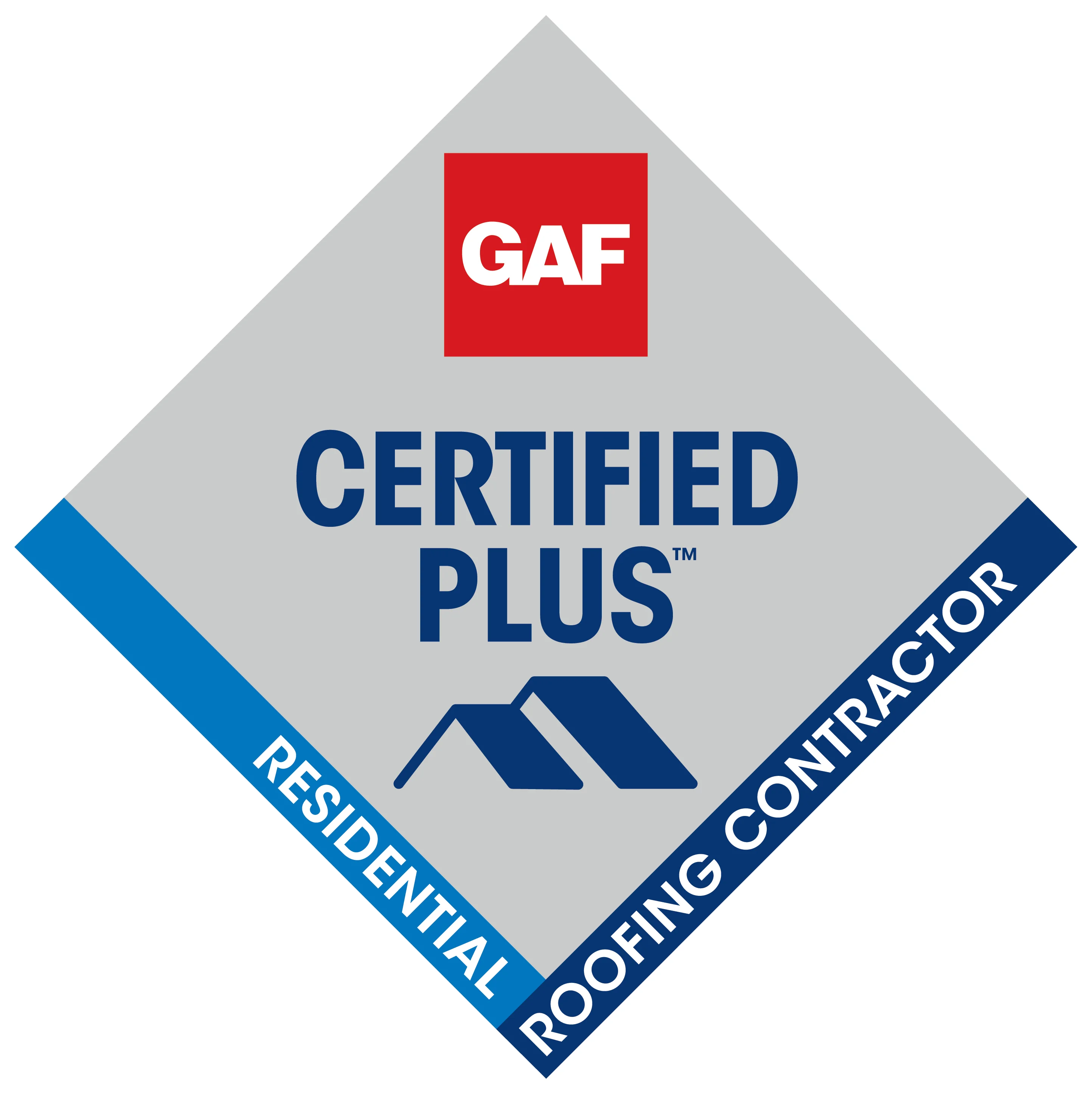 GAF Certified Plus residential roofing contractor badge