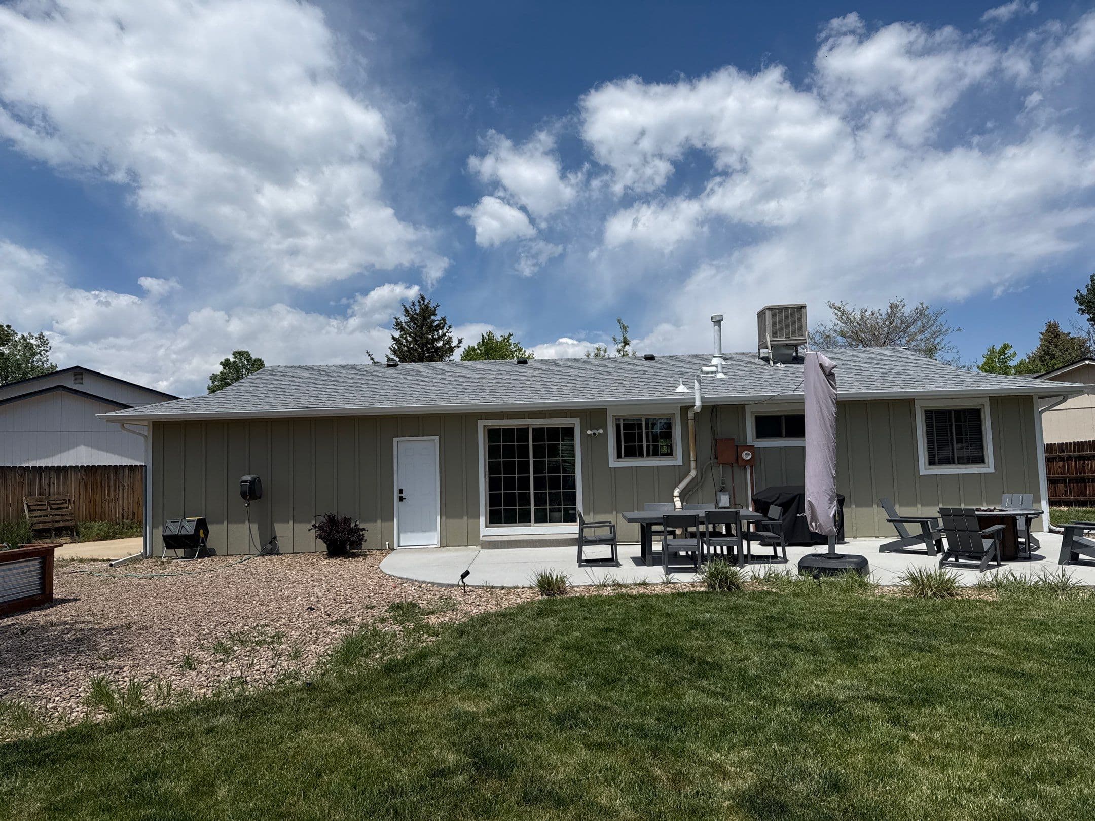 LP SmartSide siding with new soffits fascia and gutters on Golden Colorado home