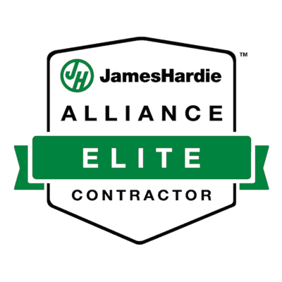 James Hardie Alliance Elite Contractor badge — highest tier of James Hardie certification