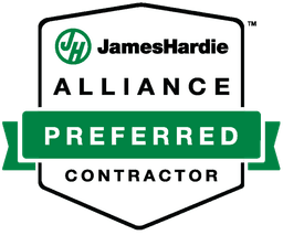 James Hardie Preferred Contractor logo for fiber cement siding
