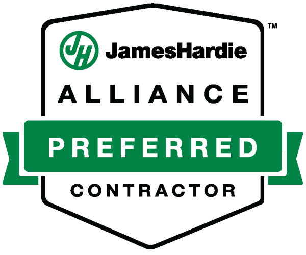 James Hardie Preferred Contractor logo for fiber cement siding installation