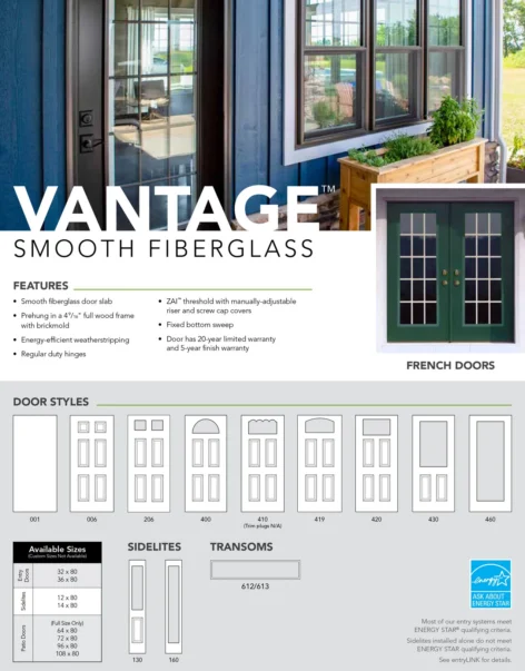 ProVia Vantage™ brochure cover — windows and doors for Denver Colorado homes