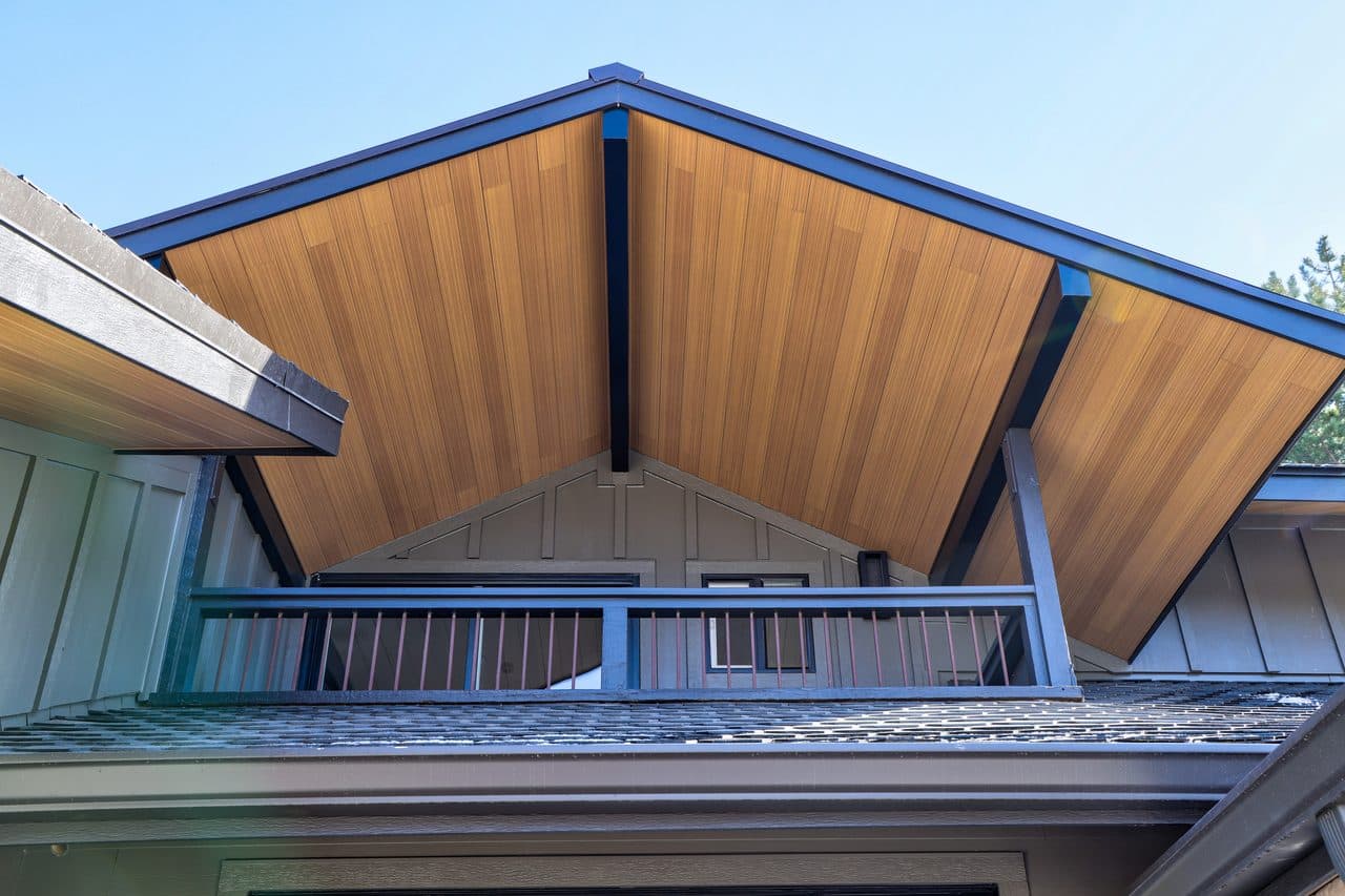 Steel siding with wood-grain detail on a modern home in Boulder, Colorado
