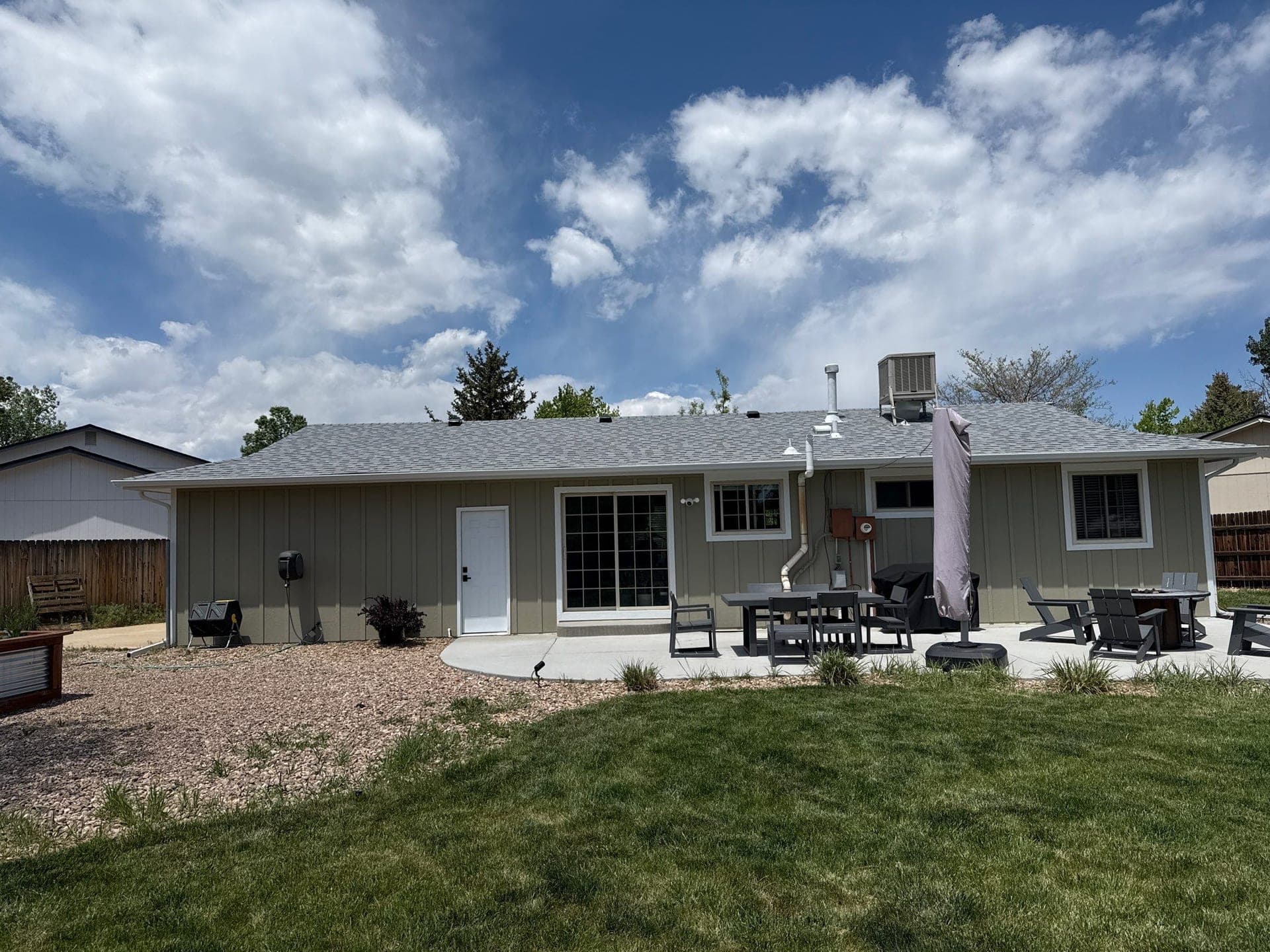LP SmartSide siding with new soffits fascia and gutters on Golden Colorado home