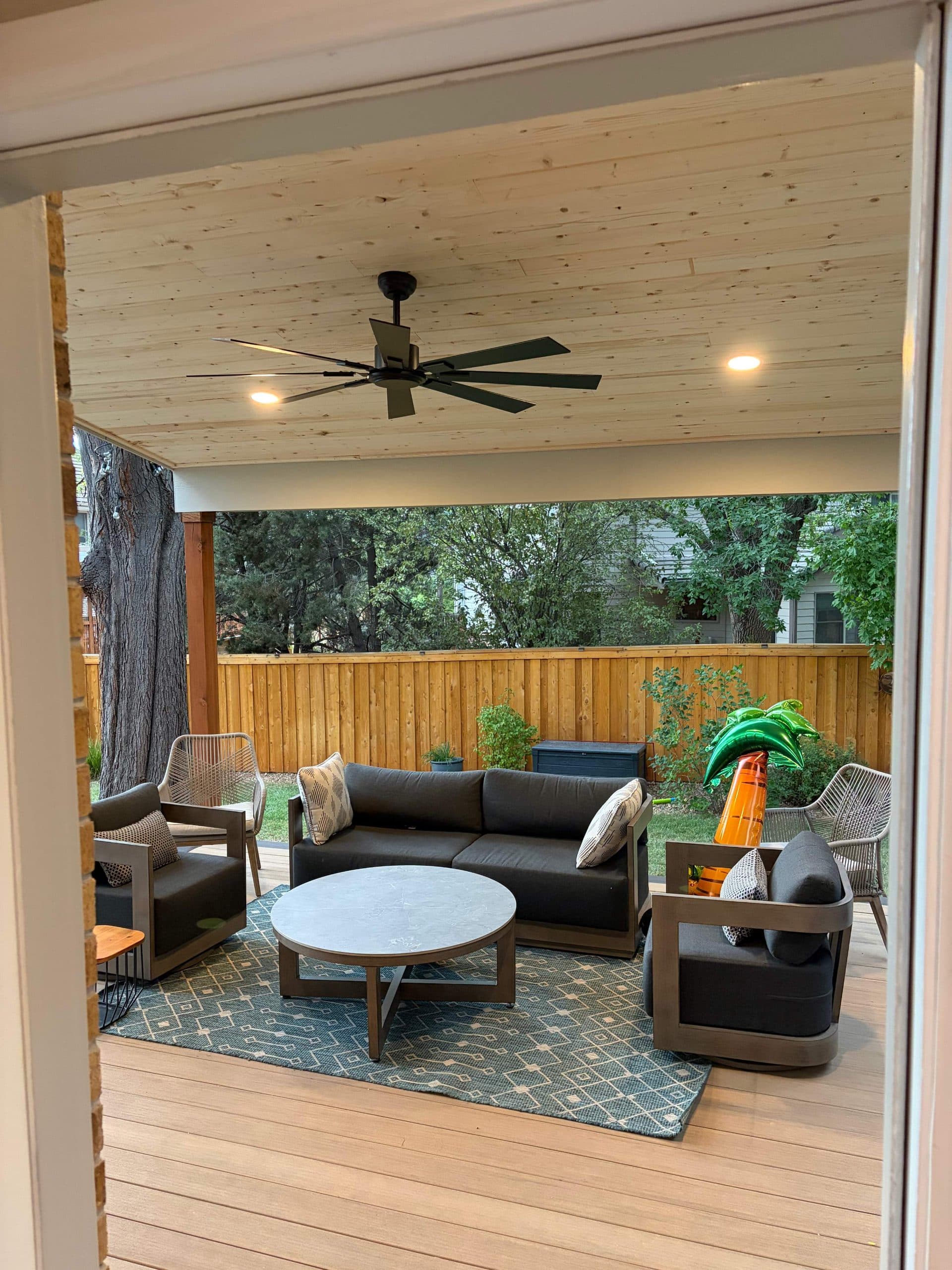 After photo showing beautiful new tongue and groove porch ceiling in Arvada, CO.